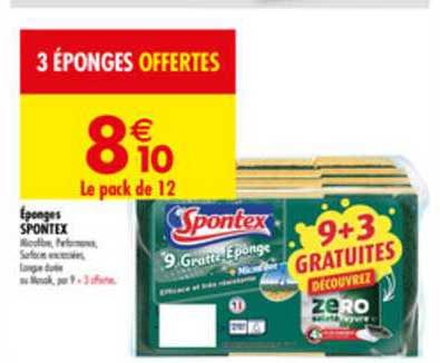spontex éponges 9+3 gratuites