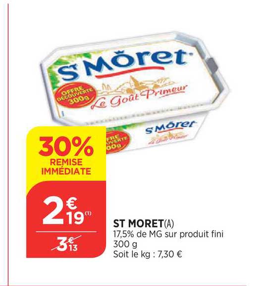 st moret 30% de remise immédiate