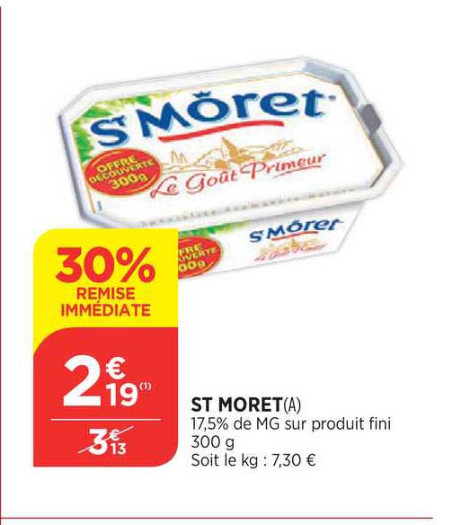 st moret 30% de remise immédiate