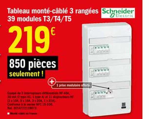 tableau monté câblé 3 rangées 39 modules t3 t4 t5