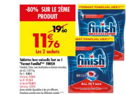 tablettes lave vaisselle finish tout en 1 format familial