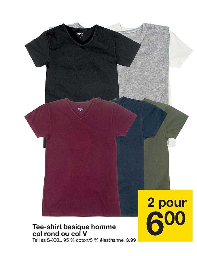 tee shirt basique homme col rond ou col v