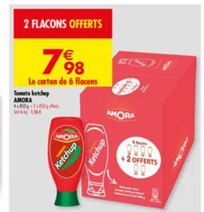 tomato ketchup amora 4+2 offerts