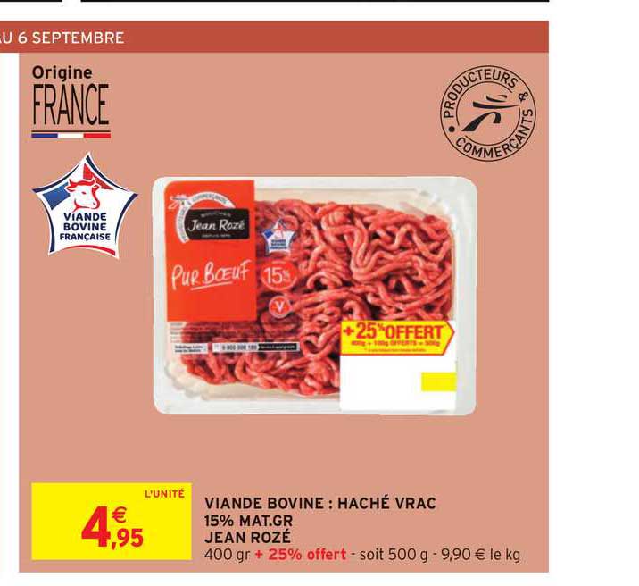 Viande Bovine Haché Vrac Jean Rozé