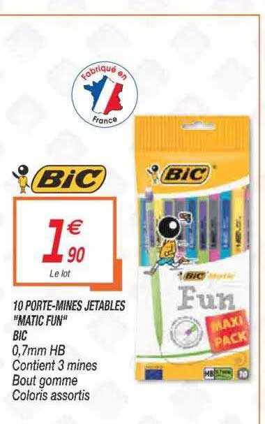10 porte-mines jetables "matic fun" bic