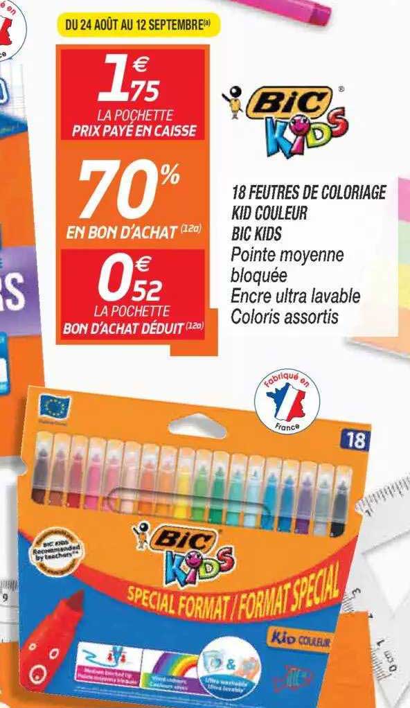 18 feutres de coloriage kid couleur bic kids