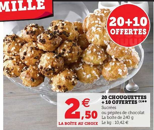 20 chouquettes + 10 offertes