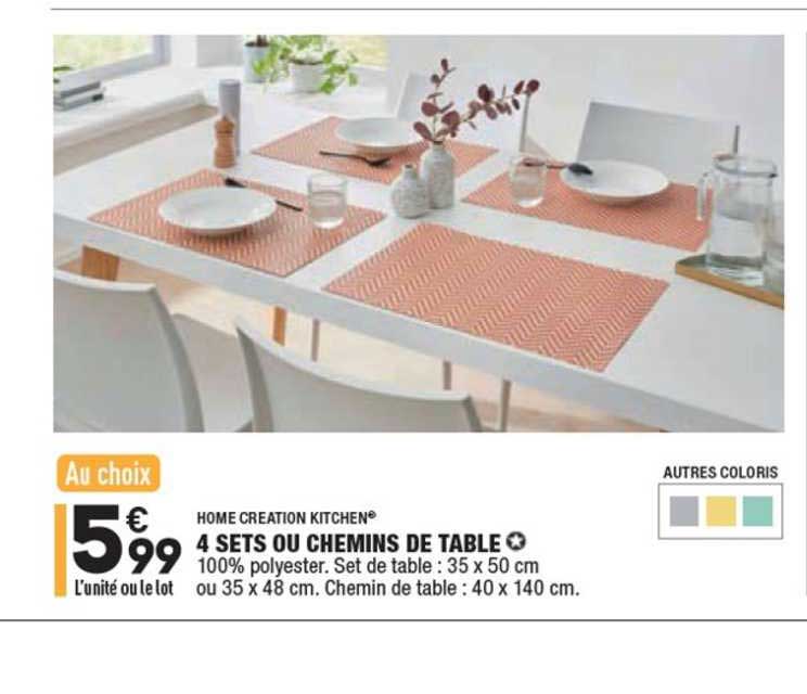 4 sets ou chemins de table home creation kitchen