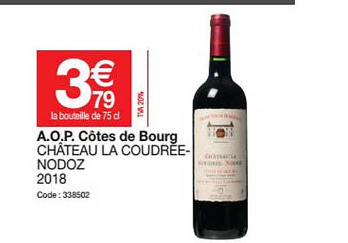 a.o.p. côtes de bourg château la coudrée-nodoz 2018