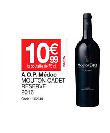 a.o.p. médoc mouton cadet réserve 2016