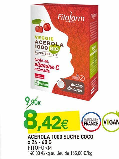 acérola 1000 sucre coco fitoform