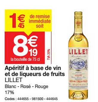 apéritif à base de vin et de liqueurs de fruits lillet