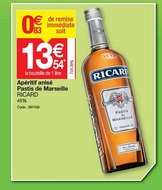 Apéritif Anisé Pastis De Marseille Ricard