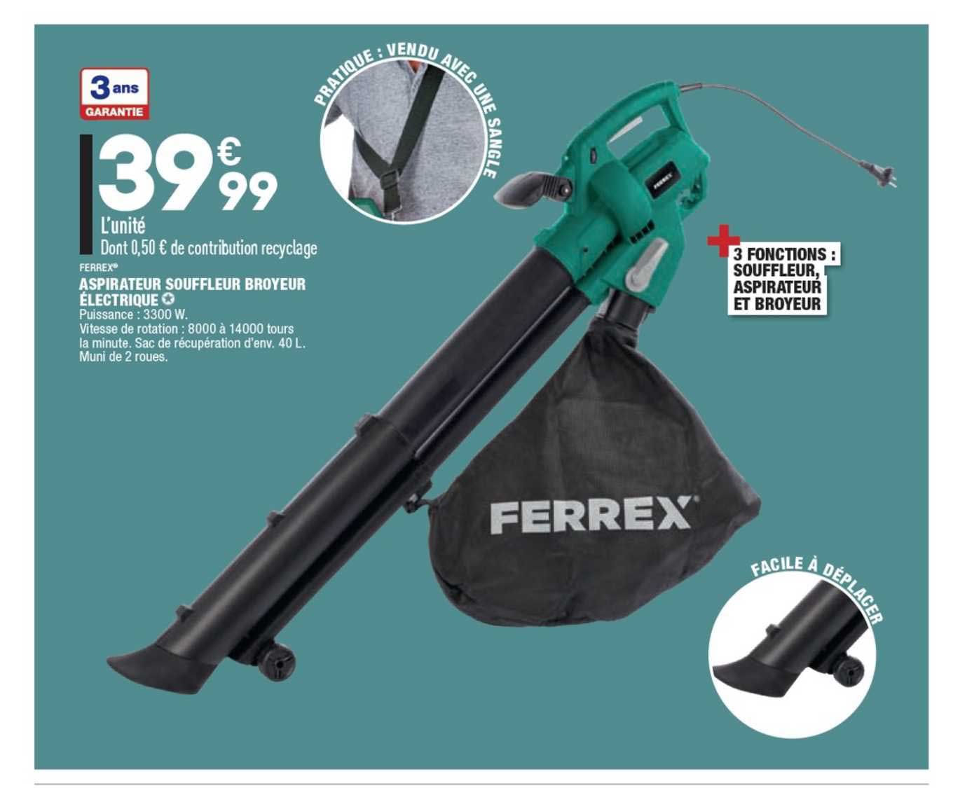 Aspirateur Souffleur Broyeur électrique Ferrex