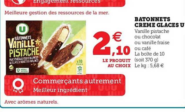 Bâtonnets Crème Glacés U