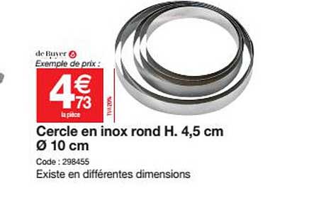 cercle en inox rond h. 4,5 cm 10 cm