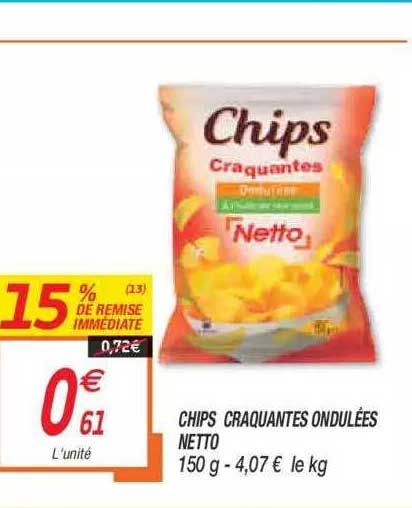 chips craquantes ondulées netto