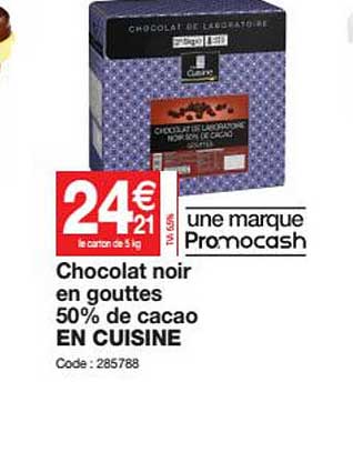 chocolat noir en gouttes 50% de cacao en cuisine