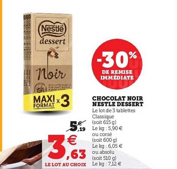 Chocolat Noir Nestlé Dessert