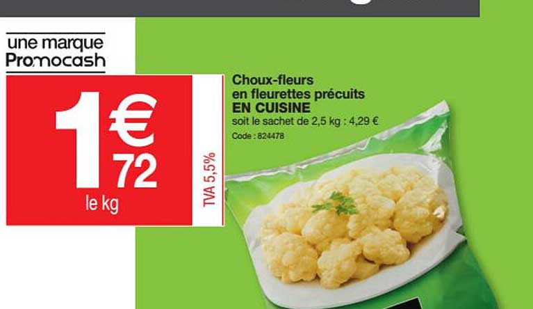 choux-fleurs en fleurettes précuits en cuisine