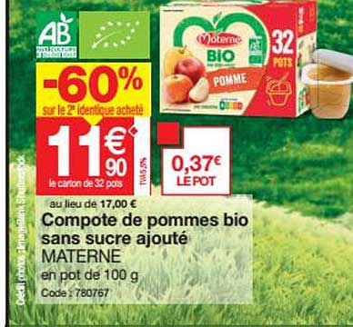 Compote De Pommes Bio Sans Sucre Ajouté Materne