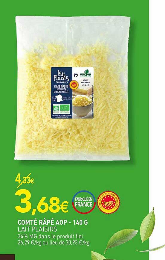 comté râpé aop lait plaisirs