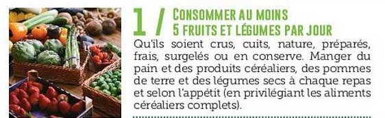 consommer au moins 5 fruits et légumes par jour