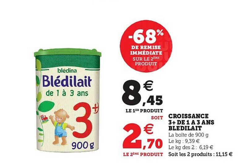 croissance 3+ de 1 à 3 ans blédilait