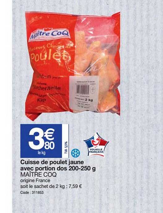 Cuisse De Poulet Jaune Avec Portion Dos