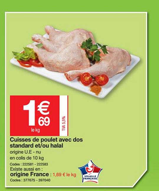 cuisses de poulet avec dos standard et-ou halal
