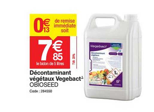 décontaminant végétaux vegebact obioseed