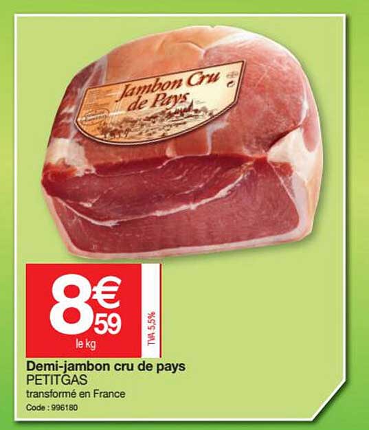 demi-jambon cru de pays petitgas