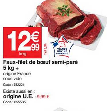 faux-filet de bœuf semi-paré