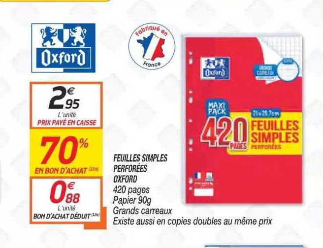 Feuilles Simples Perforées Oxford