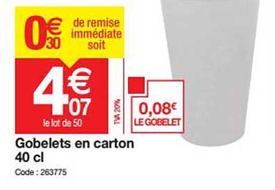Gobelets En Carton 40 Cl