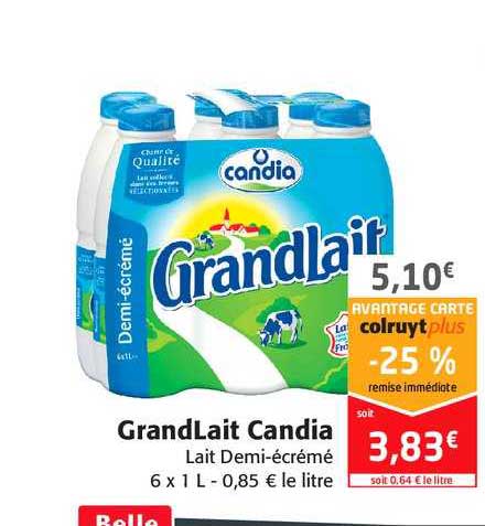 grandlait candia lait demi-écrémé