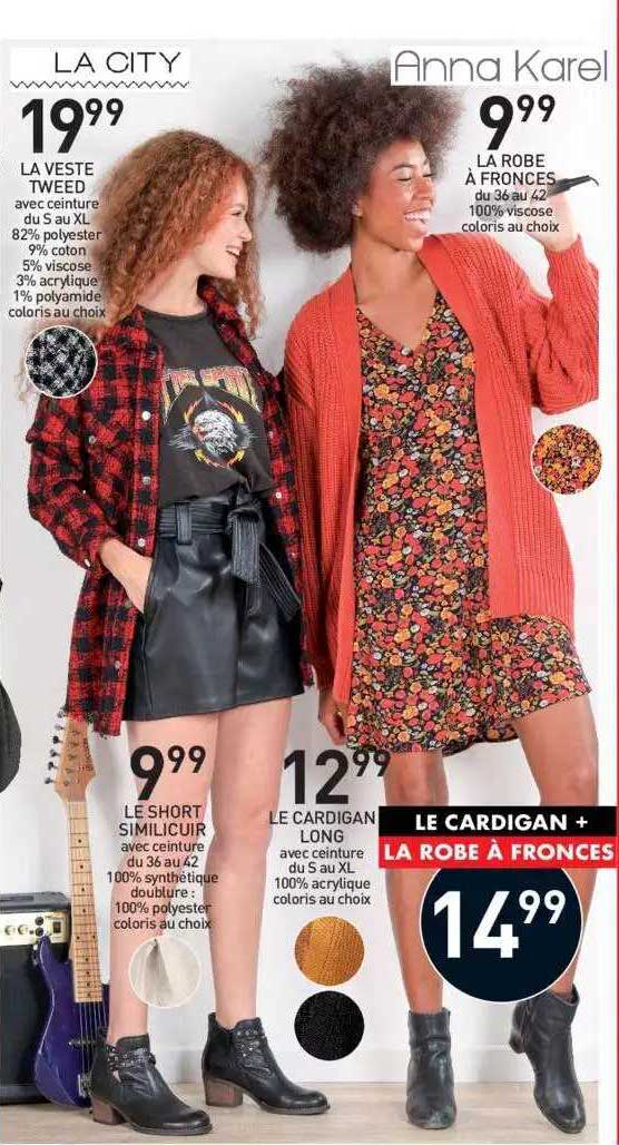 la veste tweed, la robe à fronces, le short similicuir, le cardigan long anna karel, la city