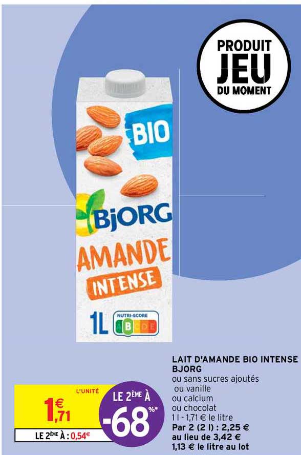 lait d'amande bio intense bjorg le 2ème à -68%