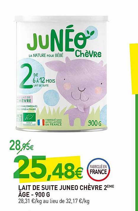 lait de suite juneo chèvre 2ème âge