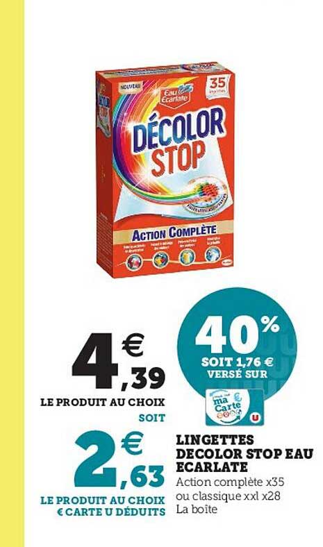 lingettes décolor stop eau écarlate