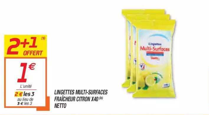 lingettes multi-surfaces fraîcheur citron x40 netto