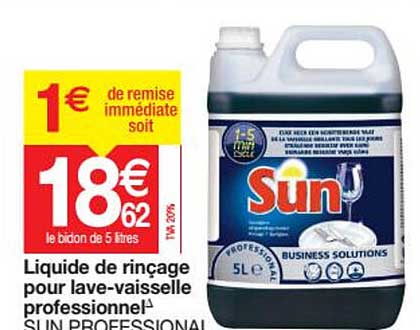 liquide de rinçage pour lave-vaisselle professionnel sun professional