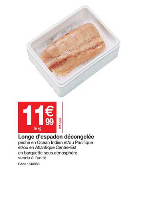 longe d'espadon décongelée