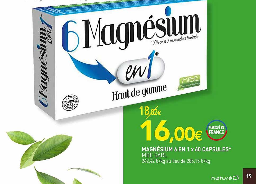 magnésium 6 en 1 x 60 capsules mbe sarl