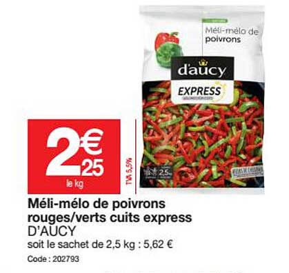 méli-mélo de poivrons rouges-verts cuits express d'aucy