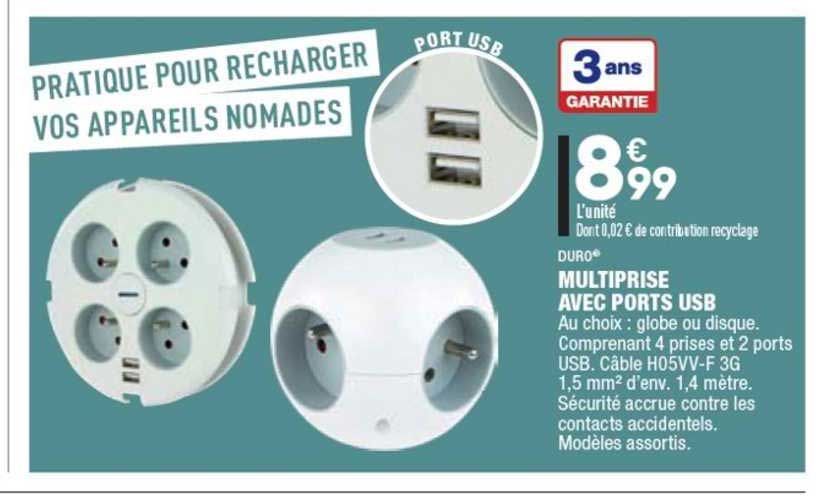 multiprise avec ports usb duro