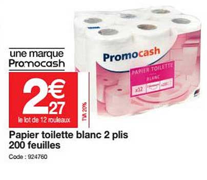 papier toilette blanc 2 plis 200 feuilles