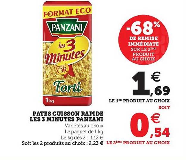 pâtes cuisson rapide les 3 minutes panzani