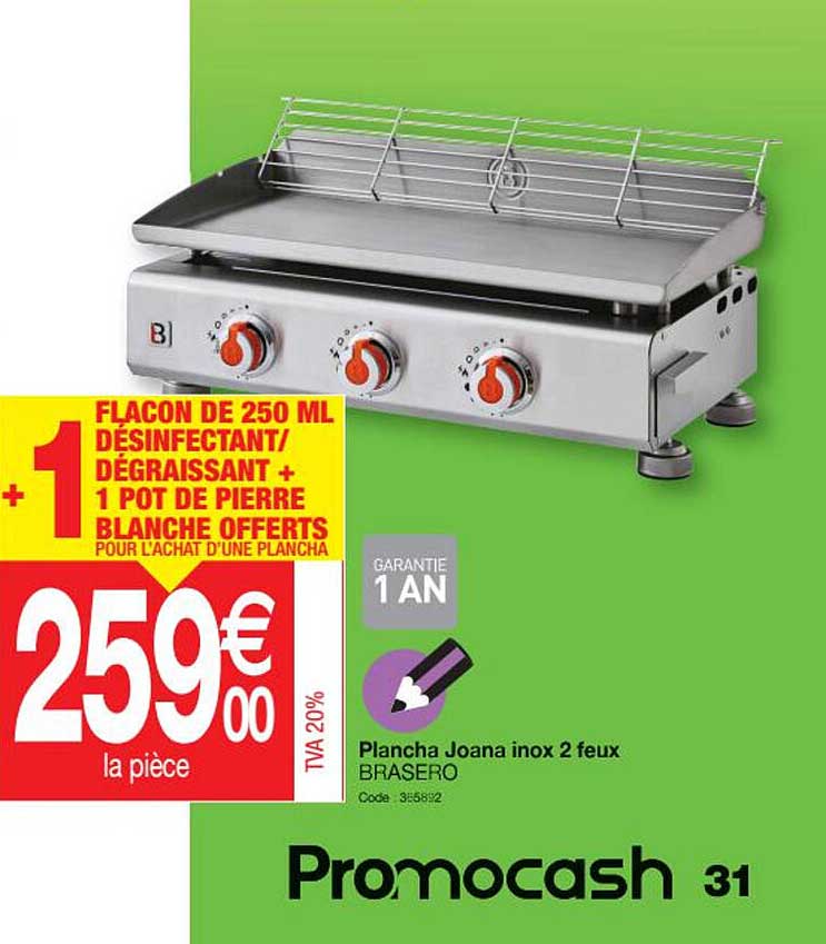 Plancha Joana Inox 2 Feux Brasero