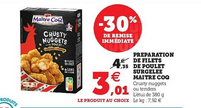 préparation de filets de poulet surgelée maître coq